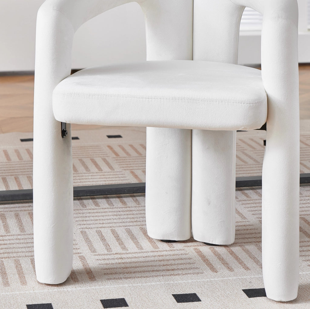Sedia da pranzo in velluto beige con braccioli, 150 kg