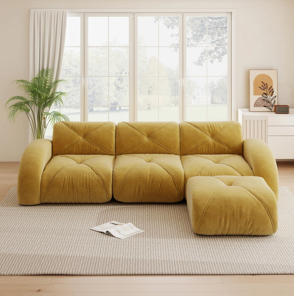 DIVANO Modulare 281x171x76 cm in Chenille Giallo