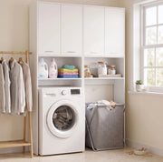 Mobile sopralavatrice bianco a 2 ante con vano aperto, 66 × 24 × 191 cm