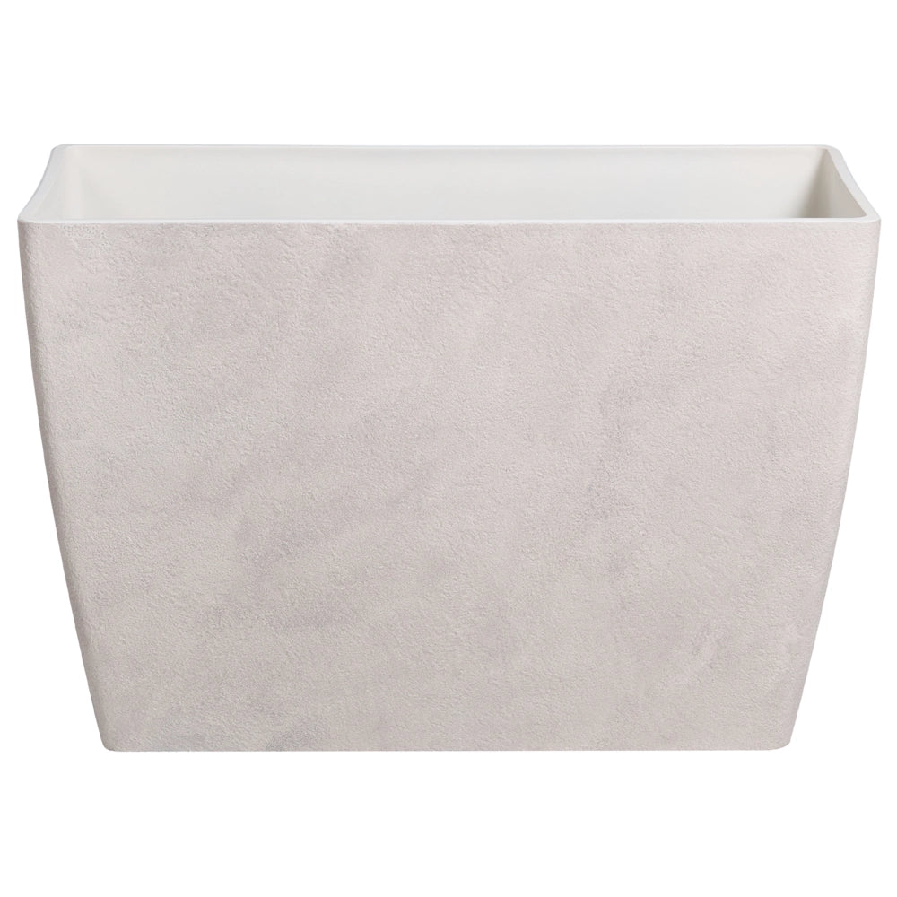 Set di 2 vasi da giardino grandi in materiale sintetico con effetto a coste per terrazzo, colore  grigio chiaro
