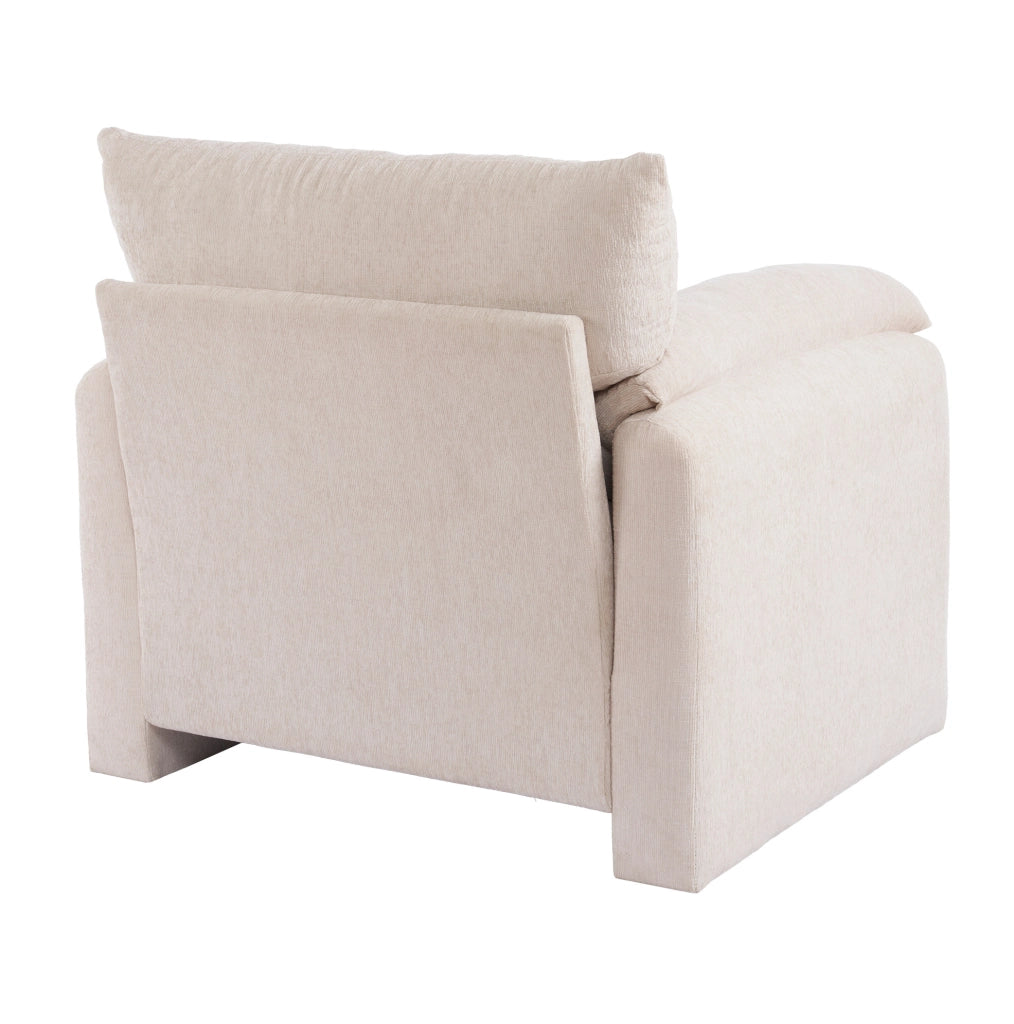 Poltrona singola in ciniglia beige 96 cm con braccioli
