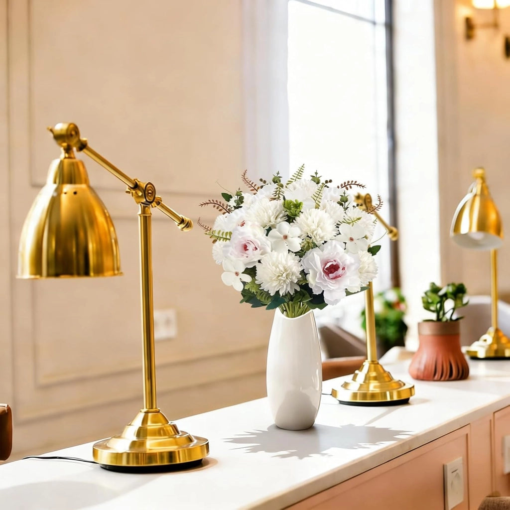 Composizione floreale artificiale con peonie e crisantemi, altezza 100 cm, confezione da 5 pezzi