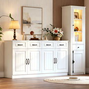 Set mobile contenitore e vetrina bianco in MDF e vetro con LED USB