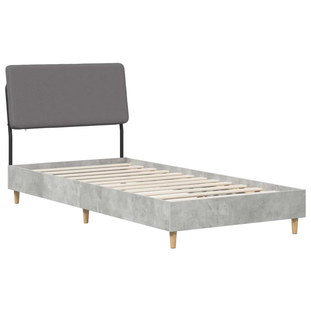Letto singolo con testiera Grigio Cemento e Grigio Chiaro 8001848
