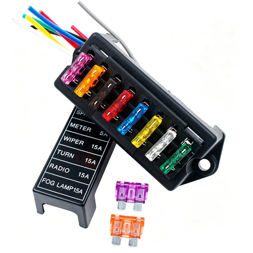 Pannello di fusibili a 8 vie, tipo ATC/ATO, con cablaggio, da 1 a 40A, 32V DC