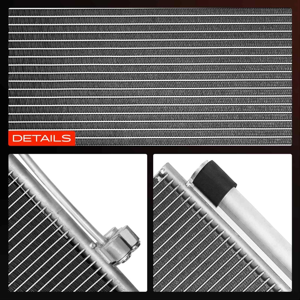 Condensatore climatizzatore compatibile con 5er E60, 6er E63/E64, 7er E65/E66/E67, 2002-2010, altezza ca. 600 mm, larghezza ca. 380 mm, spessore ca. 16 mm