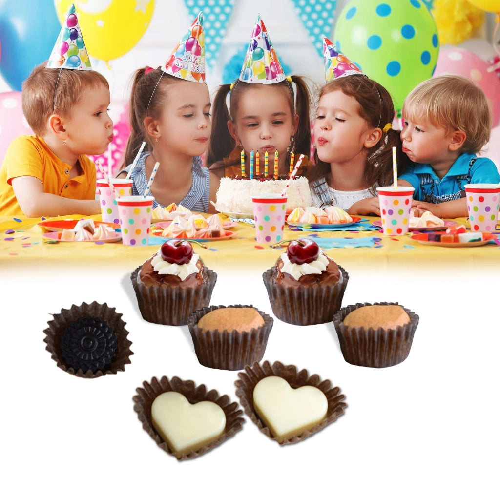 Stampi per mini cupcake, 1000 pezzi, color marrone, diametro 2,5 cm