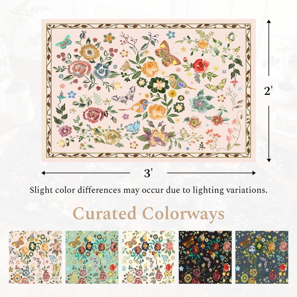 Tappeto a fiori lavabile, antiscivolo, morbido, a pelo corto, 60 x 90 cm, color beige