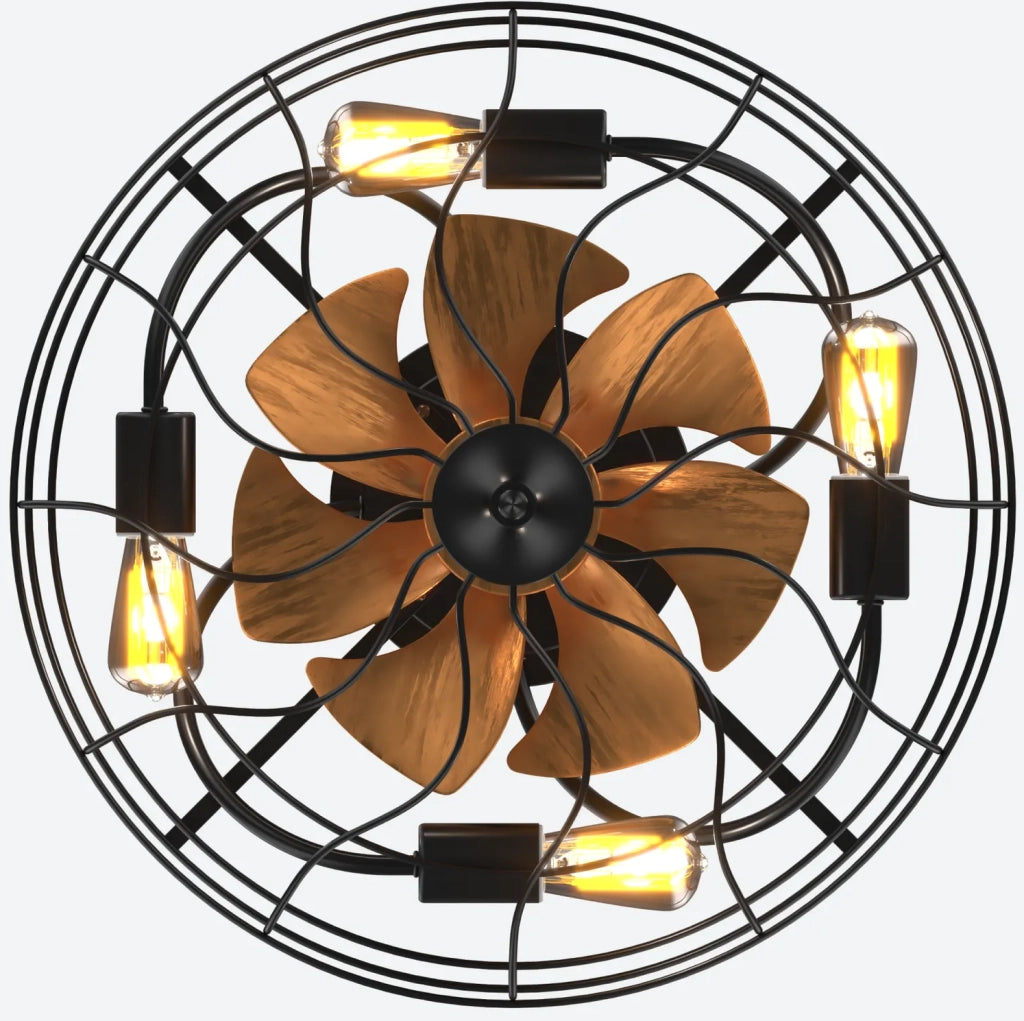 Ventilatore da soffitto 20 pollici con luce, 7 pale e telecomando nero