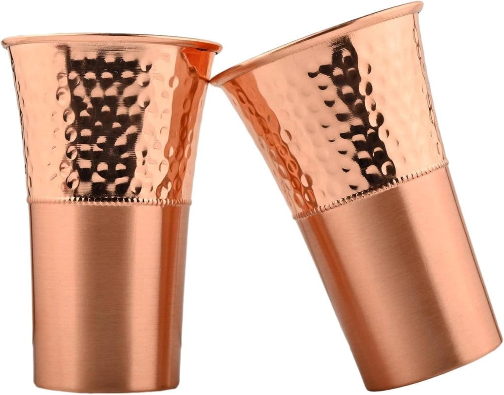 Set di 2 bicchieri in rame, capacità 350 ml, bicchieri per l'acqua secondo i principi dell'Ayurveda