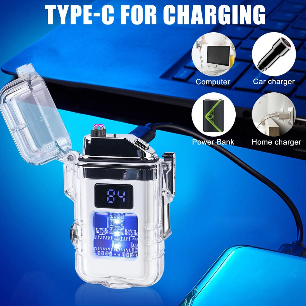 Accenditore elettrico USB, ricaricabile, con doppia scintilla, dotato di display