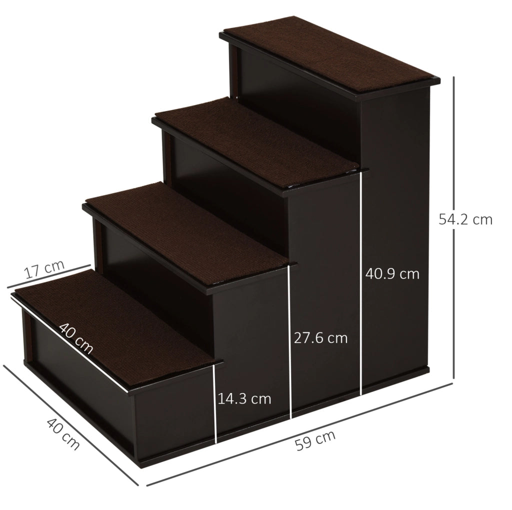 Scala per cani e gatti 40x59x54,2 cm in MDF marrone scuro, per divano e letto