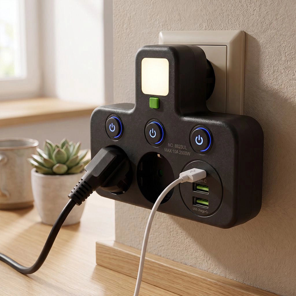 Multipresa 2 Prese + 2x Usb-a + Usb-c Jnh017 Black