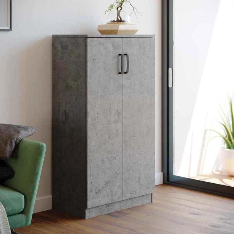 Armadio scarpiera multiuso grigio cemento legno nobilitato 2 ante h130x71x38
