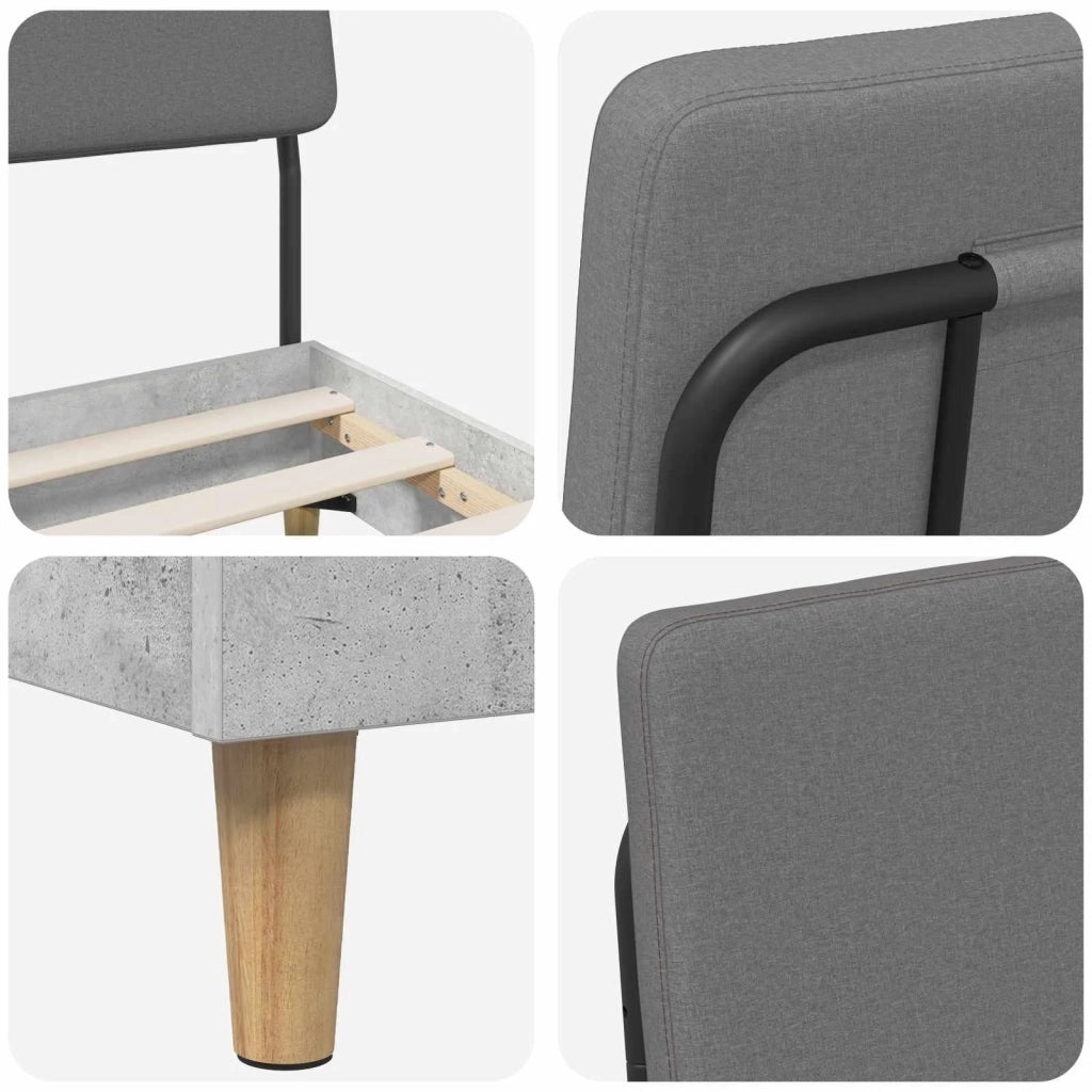 Letto singolo con testiera Grigio Cemento e Grigio Chiaro 8001848