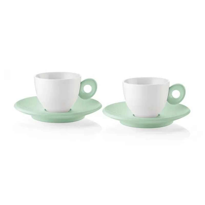 Tazzine caffè con piattino verde malva