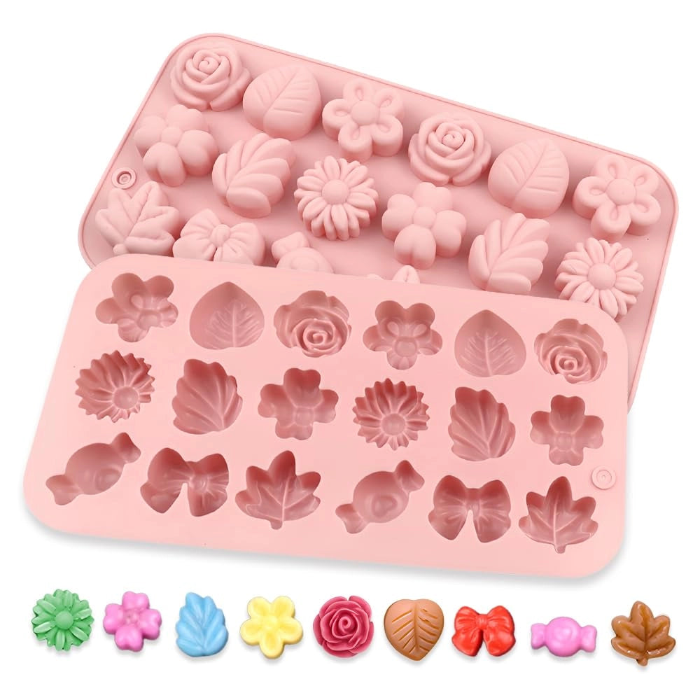 Set da 2 stampi in silicone per cioccolato, con 36 cavità, color rosa