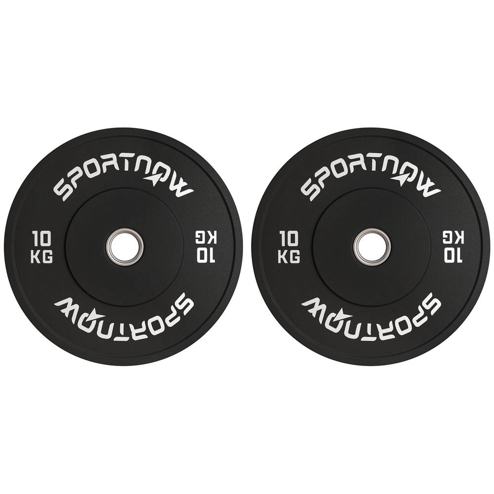 Set 2 Dischi Olimpici in Gomma 2 x 10 kg, Pesi per Bilanciere Foro da 5 cm, Robusti e Silenziosi per Palestra a Casa, Nero