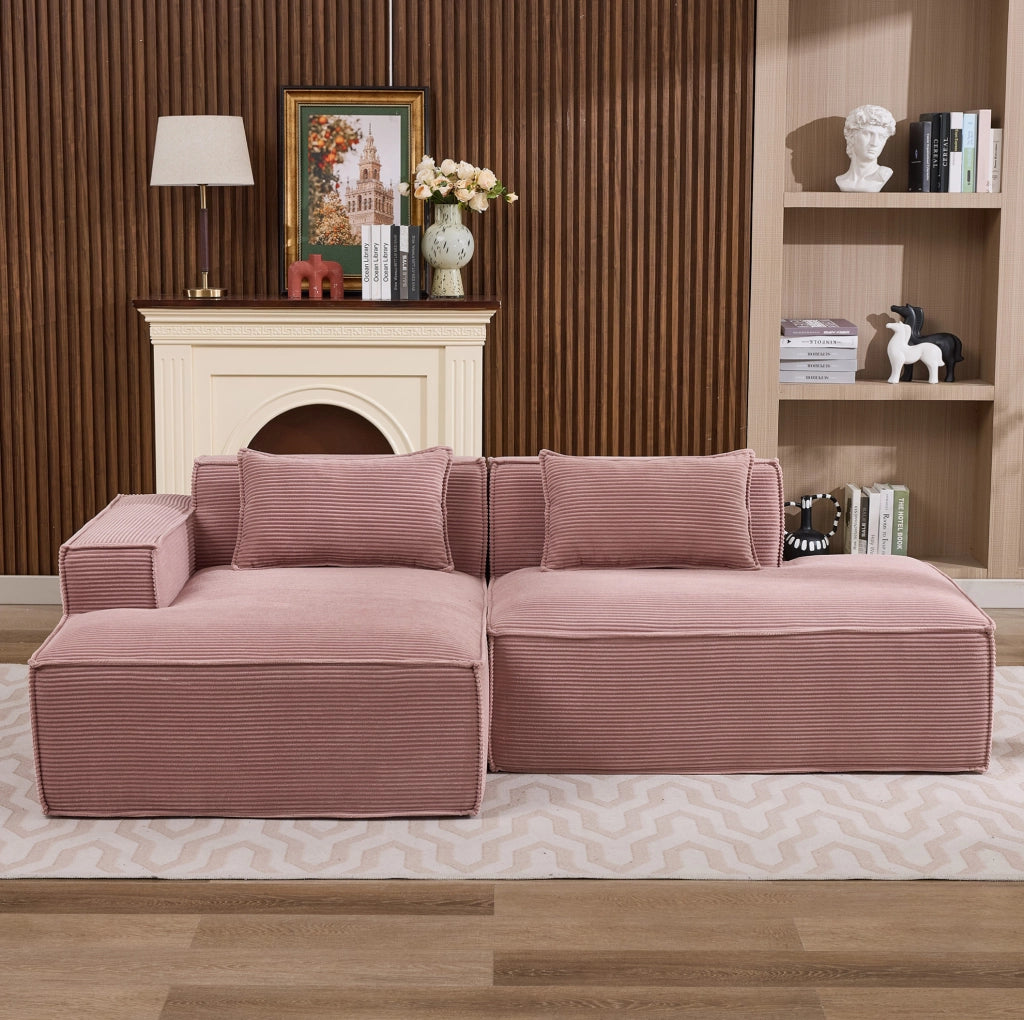 Divano moderno 235 cm rosa baby con molle insacchettate
