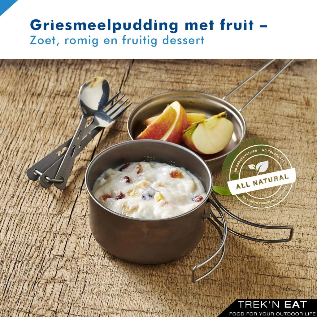 Budino di farina di mais con frutta, 100 g – cremoso, ideale per attività all'aperto e come scorta di emergenza