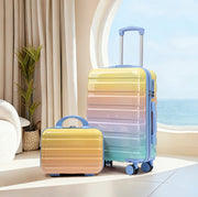 VALIGIA rigida 36x21x55 cm in PC giallo, set da 2 pezzi con beauty case