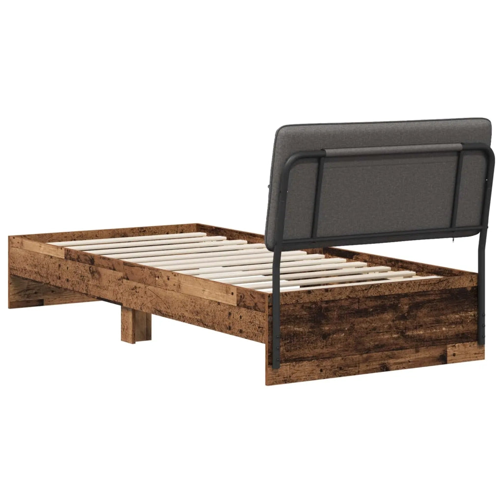 Letto singolo con testiera Legno vecchio e grigio scuro 8003355