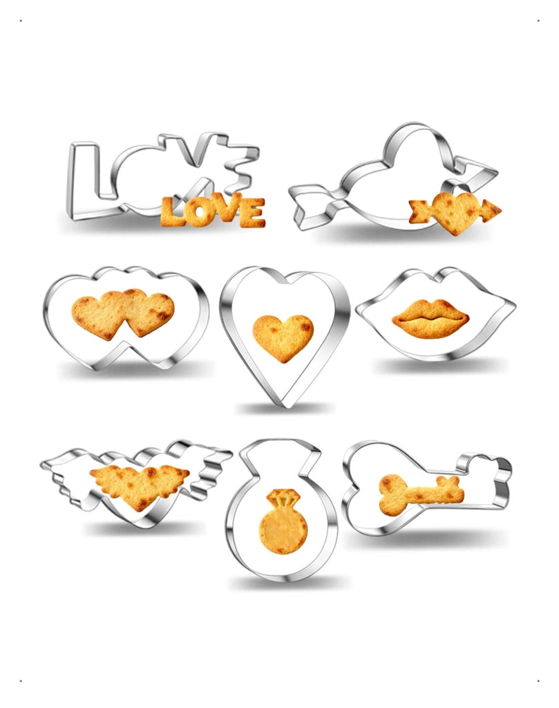 Set di 8 formine a cuore in acciaio inossidabile
