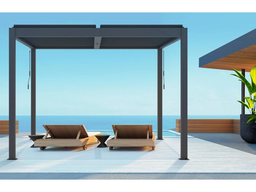 Pergola bioclimatica "Windsor" in alluminio con led 3 x 4 - Grigio
