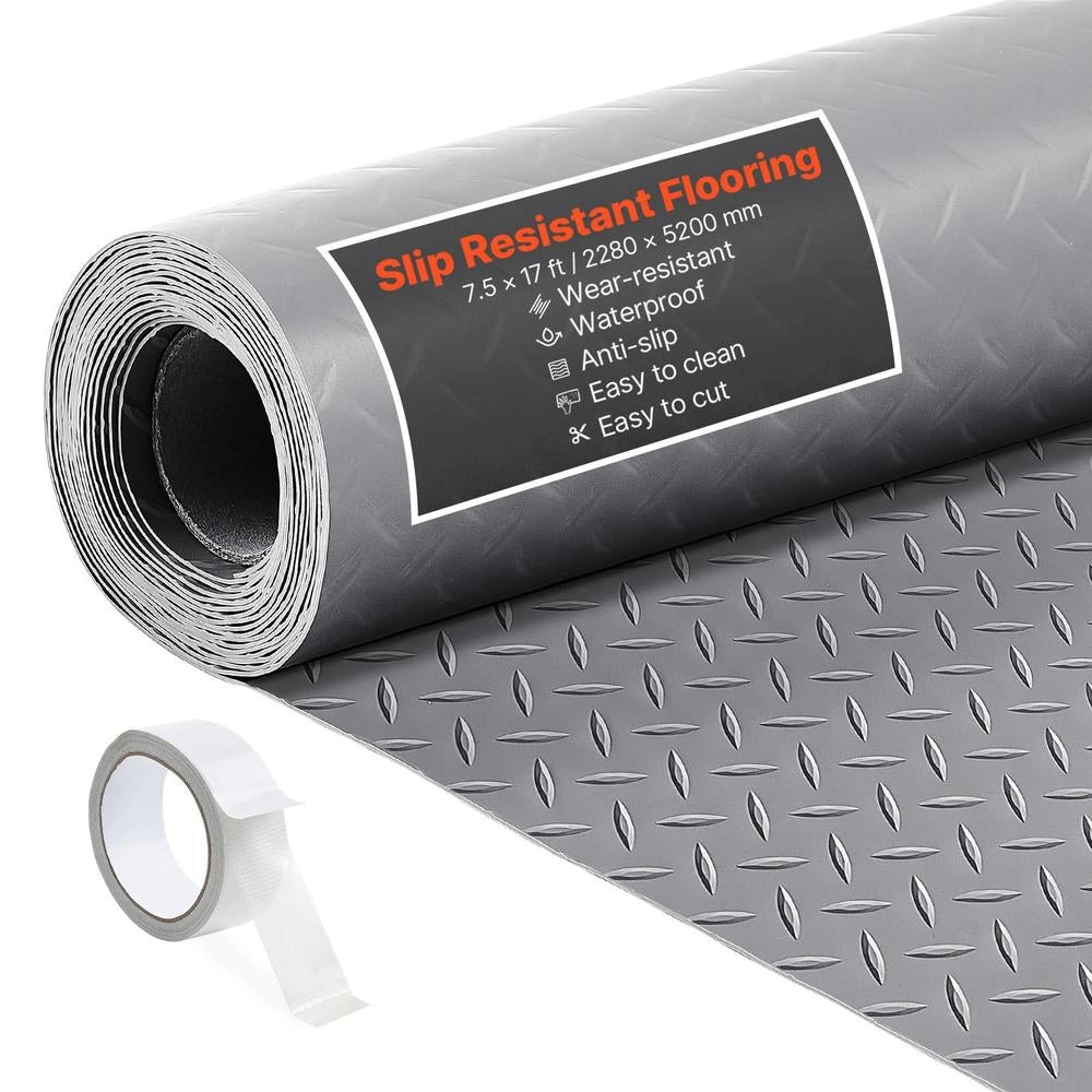 Rivestimento Pavimento in PVC 2,28 x 5,2 m Spessore 2,2 mm ZLCK-A1 Tappeto Protettivo Antiscivolo con Nastro Biadesivo per Magazzino e Garage