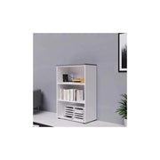Mobile ufficio a giorno in legno bianco frassinato H129 cm