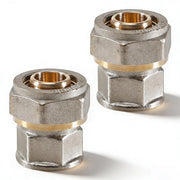 2 raccordi a compressione a bussola, filettatura interna 1/2", lunghezza 20 mm, in ottone