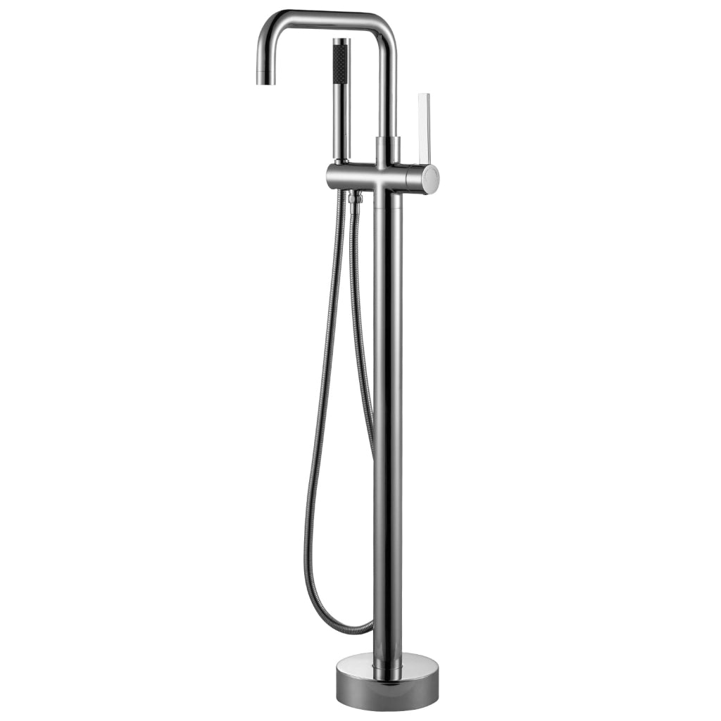 Rubinetteria da bagno a pavimento con doccetta a mano, montaggio a pavimento, rotazione 360 gradi, ottone, sistema doccia - cromato