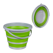 Secchio pieghevole da 10 litri con manico e beccuccio, colore grigio/verde