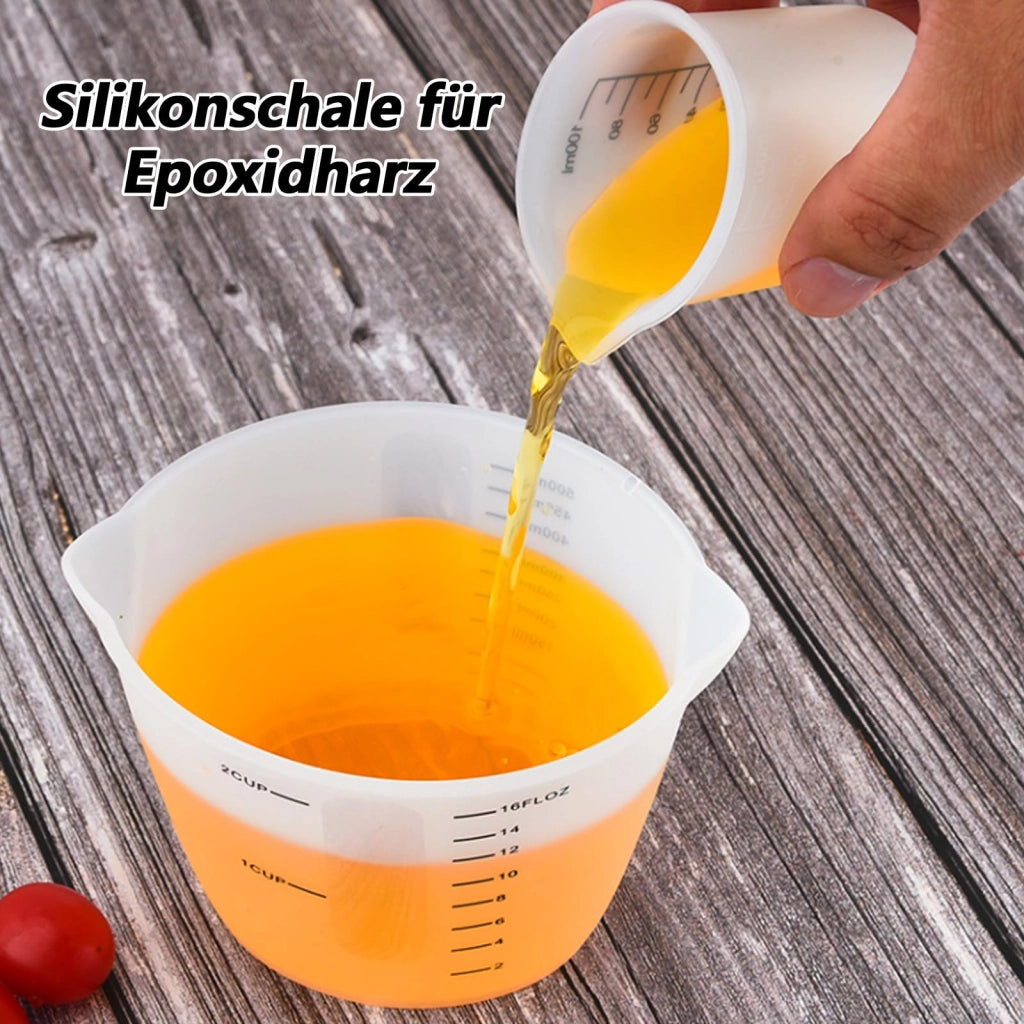 Set di misurini in silicone, 3 pezzi, capacità 100/250/500 ml, trasparenti