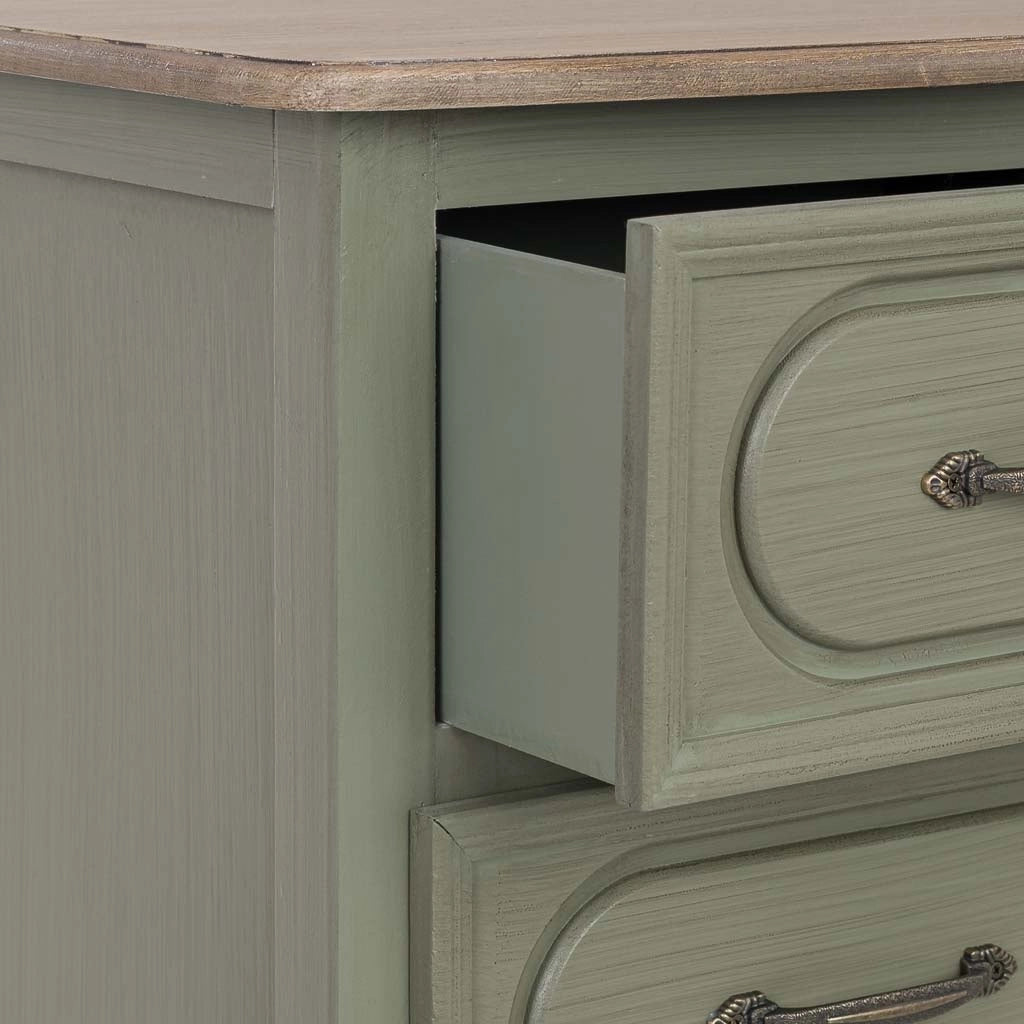 Comodino in legno verde 40x34,5x82h cm