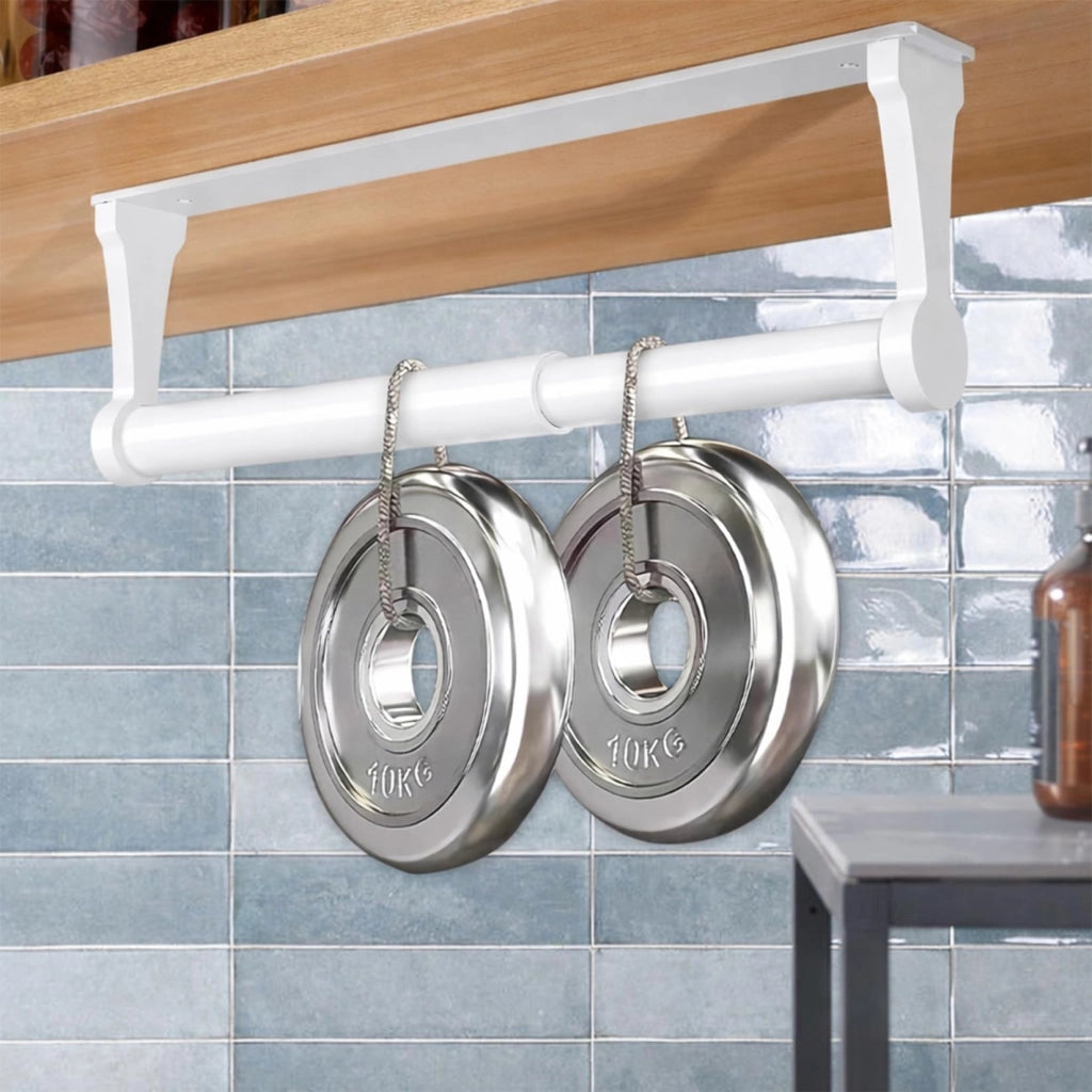 Portarotolo da cucina senza foratura, in alluminio, bianco, 32 cm
