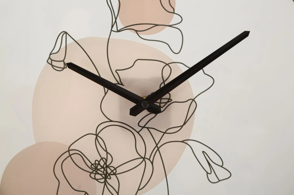 Orologio da Parete Rotondo in Acciaio con Quadrante Floreale Flower -B- Bianco