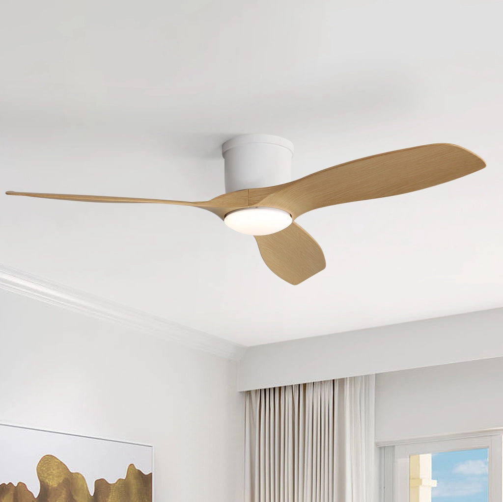 VENTILATORE da soffitto con luce LED, telecomando e motore DC reversibile, bianco
