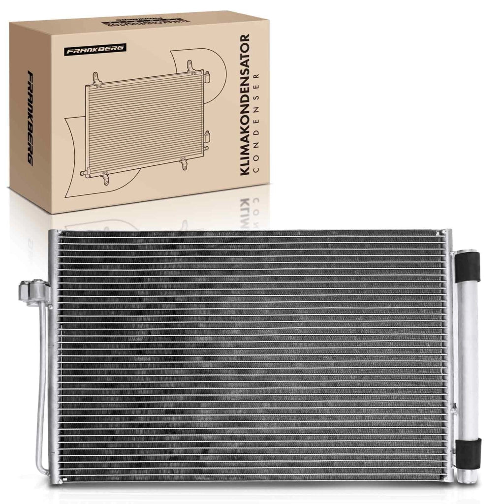 Condensatore climatizzatore compatibile con 5er E60, 6er E63/E64, 7er E65/E66/E67, 2002-2010, altezza ca. 600 mm, larghezza ca. 380 mm, spessore ca. 16 mm