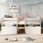 Letto contenitore per bambini 90x190 cm con scala e rete a doghe in legno di pino bianco, senza materasso