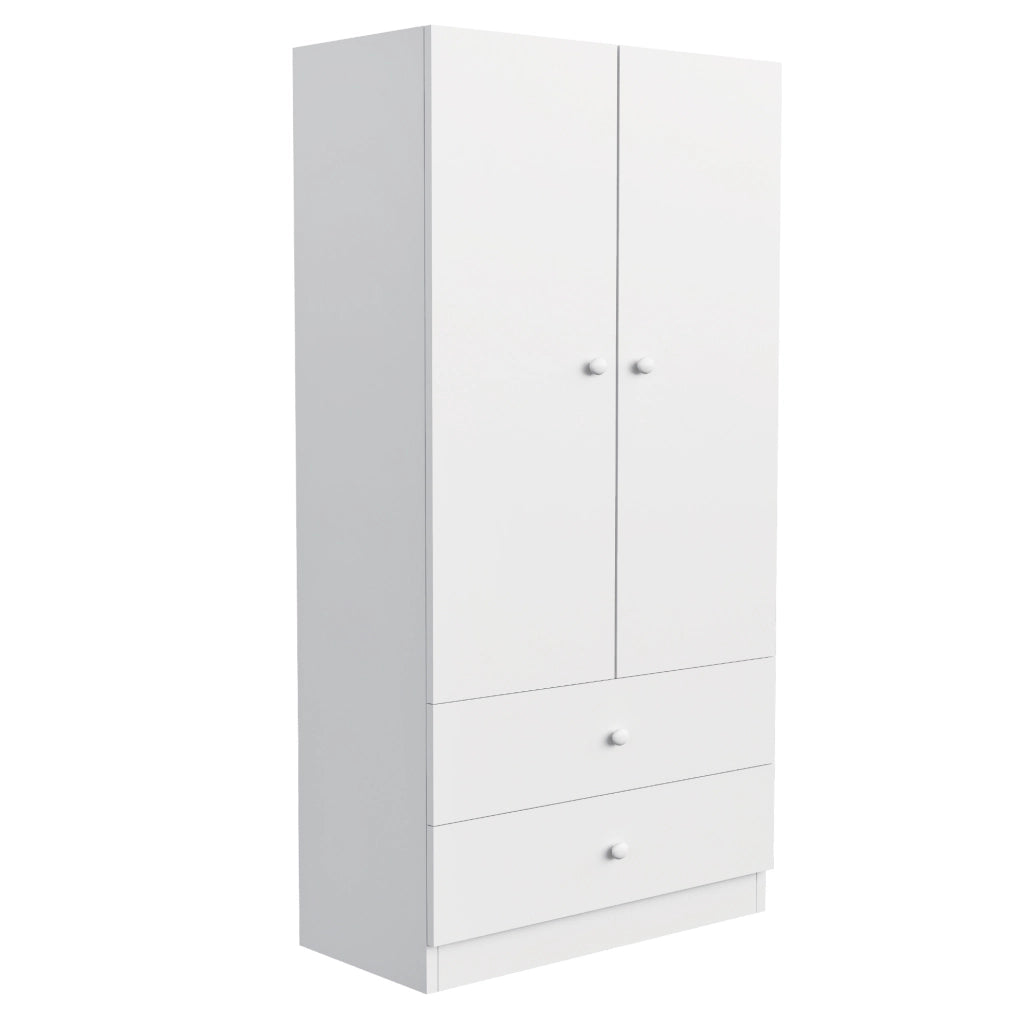 Armadio bianco e rosa con due cassetti, 70 x 40 x 170 cm