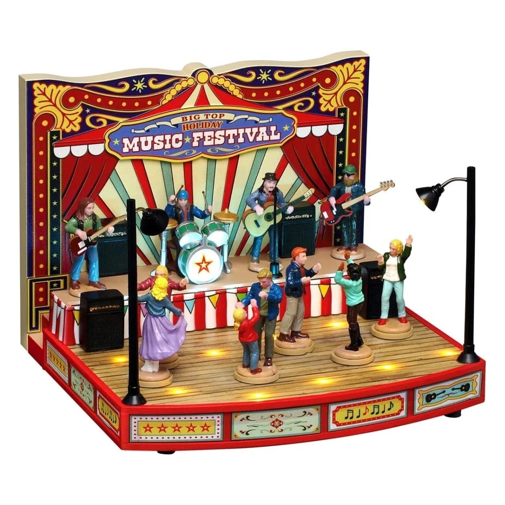 Festival musicale big top con band, luci e movimento lemax