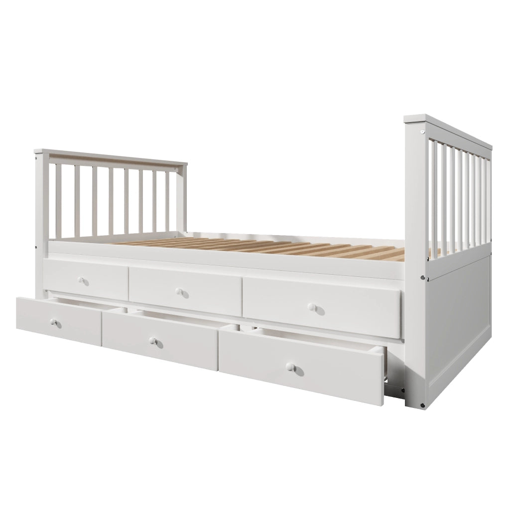 Letto singolo bianco 90x200 cm con estraibile e 3 cassetti