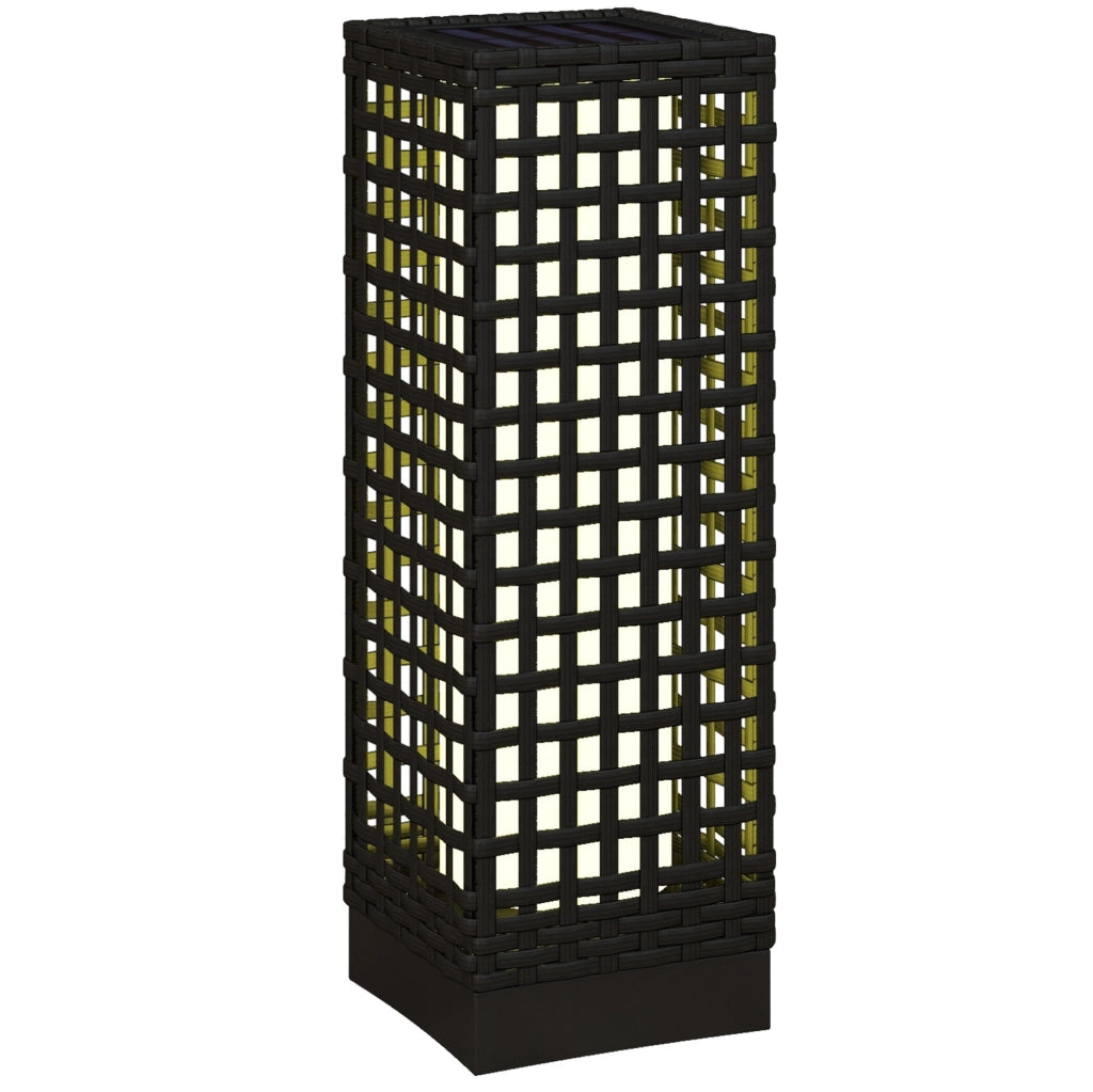 Lampada solare da giardino in rattan nero 15,5 x 15,5 x 46 cm, IP44
