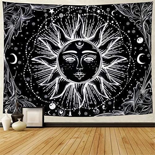Arazzo del Tarot: Sole, Luna, Stelle – Dipinto murale mistico in cotone