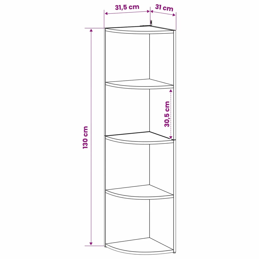 Mensola angolare 4 livelli 31,5 x 31 x 130 cm 8016305