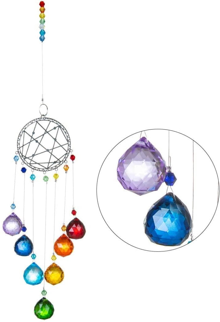 Catturatori di luce in cristallo, decorazioni per finestre a forma di arcobaleno, 46,5 cm