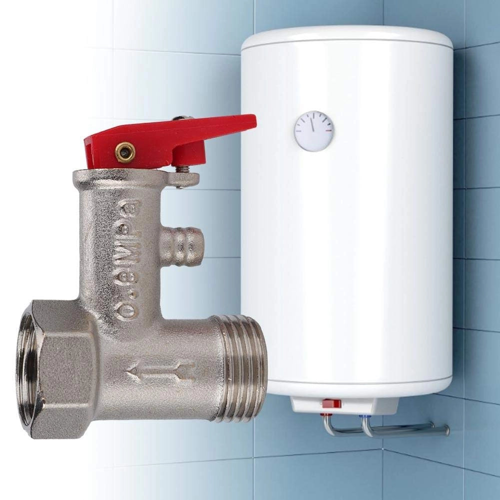 Valvola di sicurezza 1/2" BSP, in ottone, con pressione di taratura di 0,8 MPa