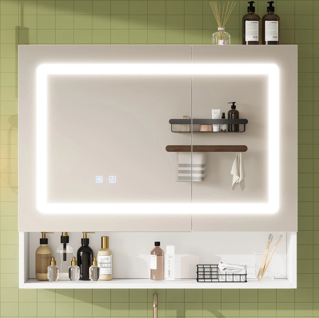 Armadietto a specchio per bagno 80 x 17 x 70 cm con LED e funzione antiappannamento