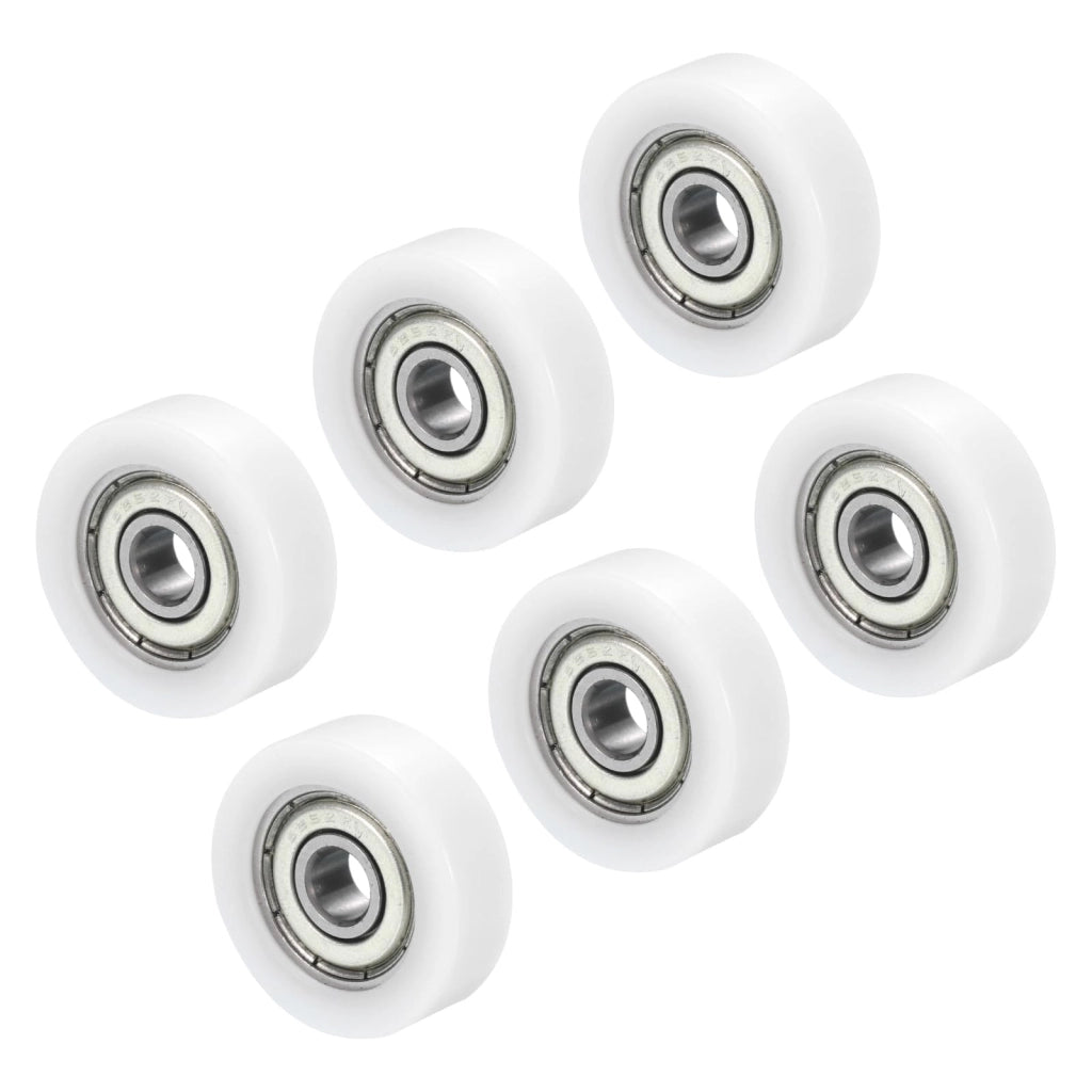 Set di 6 carrucole in nylon, dimensioni 21x7 mm, complete di cuscinetti a sfera